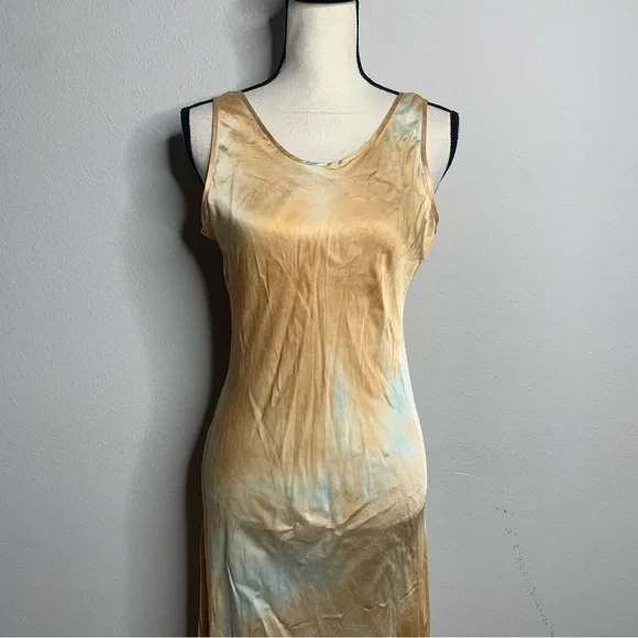 A.L.C Amana Blue Tan Satin Maxi Dress - Picture 10 of 15